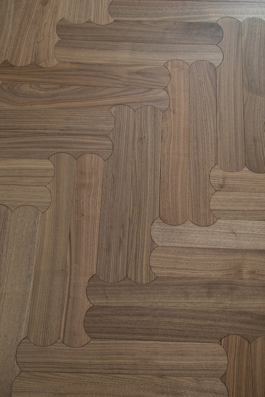 YXPH129 Black Walnut Curved Edge Herringbone Flooring | Scalloped Herringbone Series