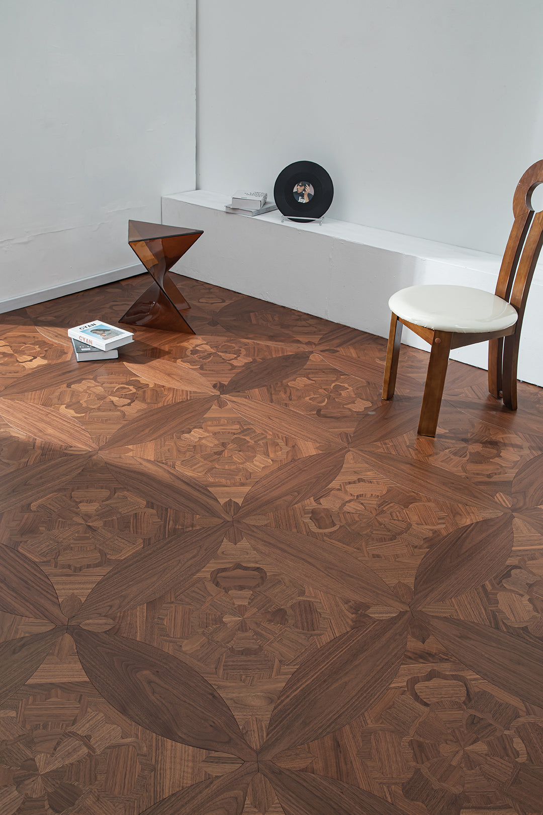 YXPH133 Black Walnut Floral Marquetry Parquet Flooring | Princess Anne Series