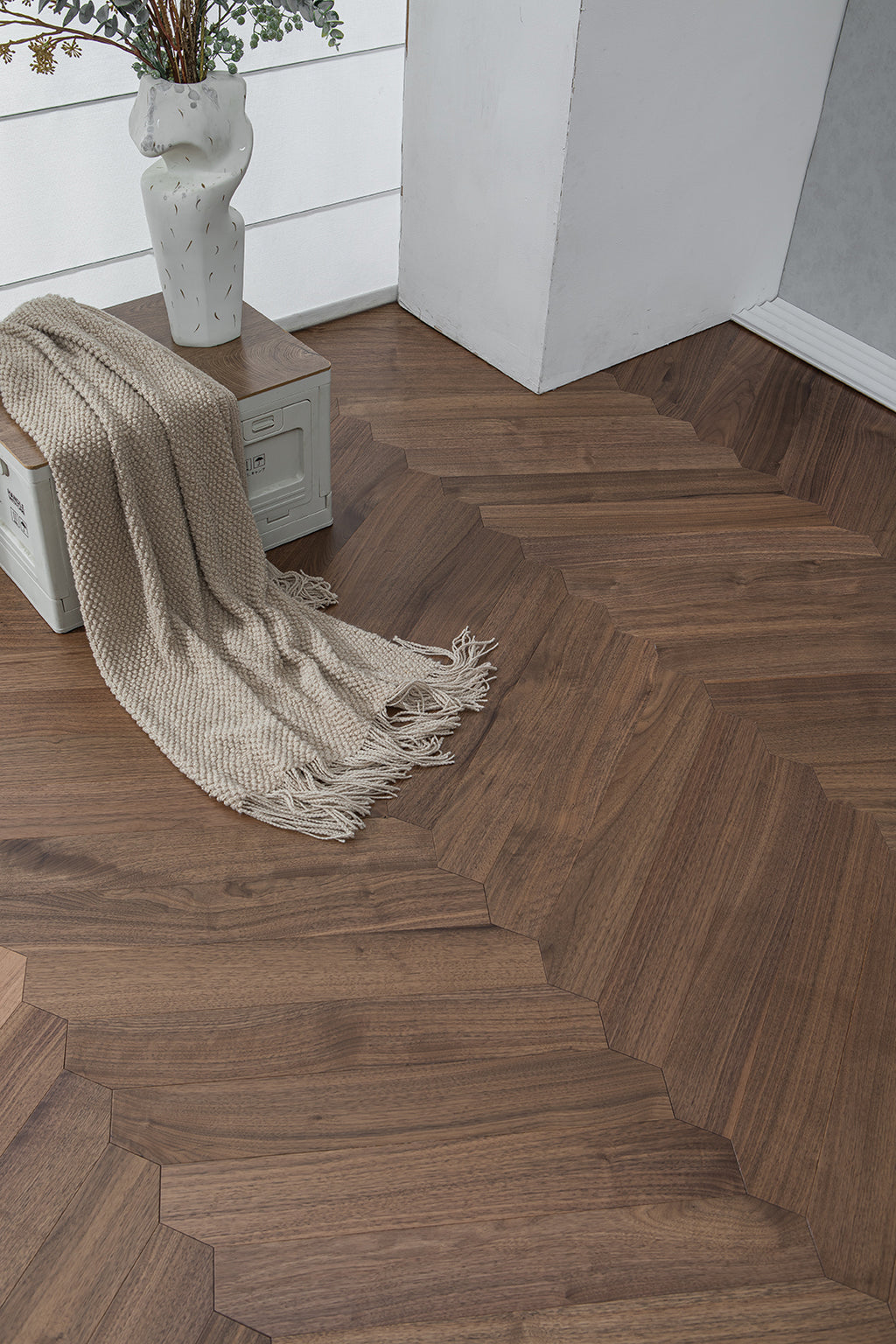YXPH138 Black Walnut Flowing Chevron Parquet Flooring | Ribbon Series