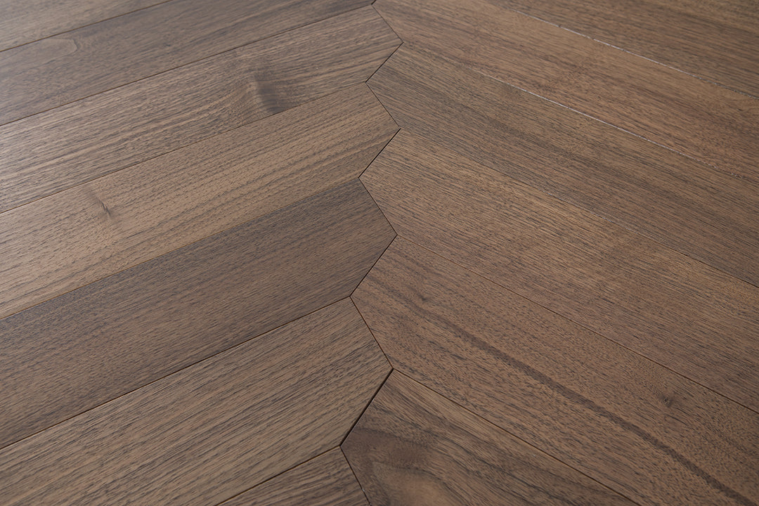 YXPH138 Black Walnut Flowing Chevron Parquet Flooring | Ribbon Series