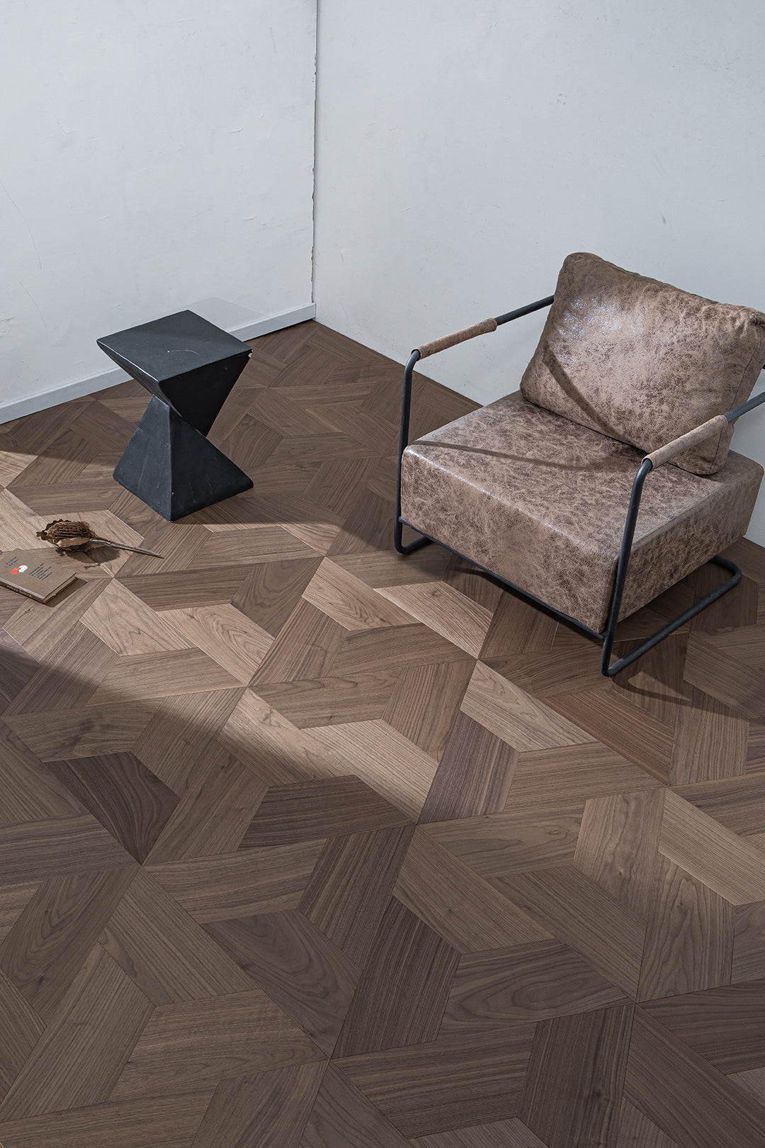 YXPH152  Black Walnut Sharp Geometric Lattice Parquet Flooring | Diamond Series