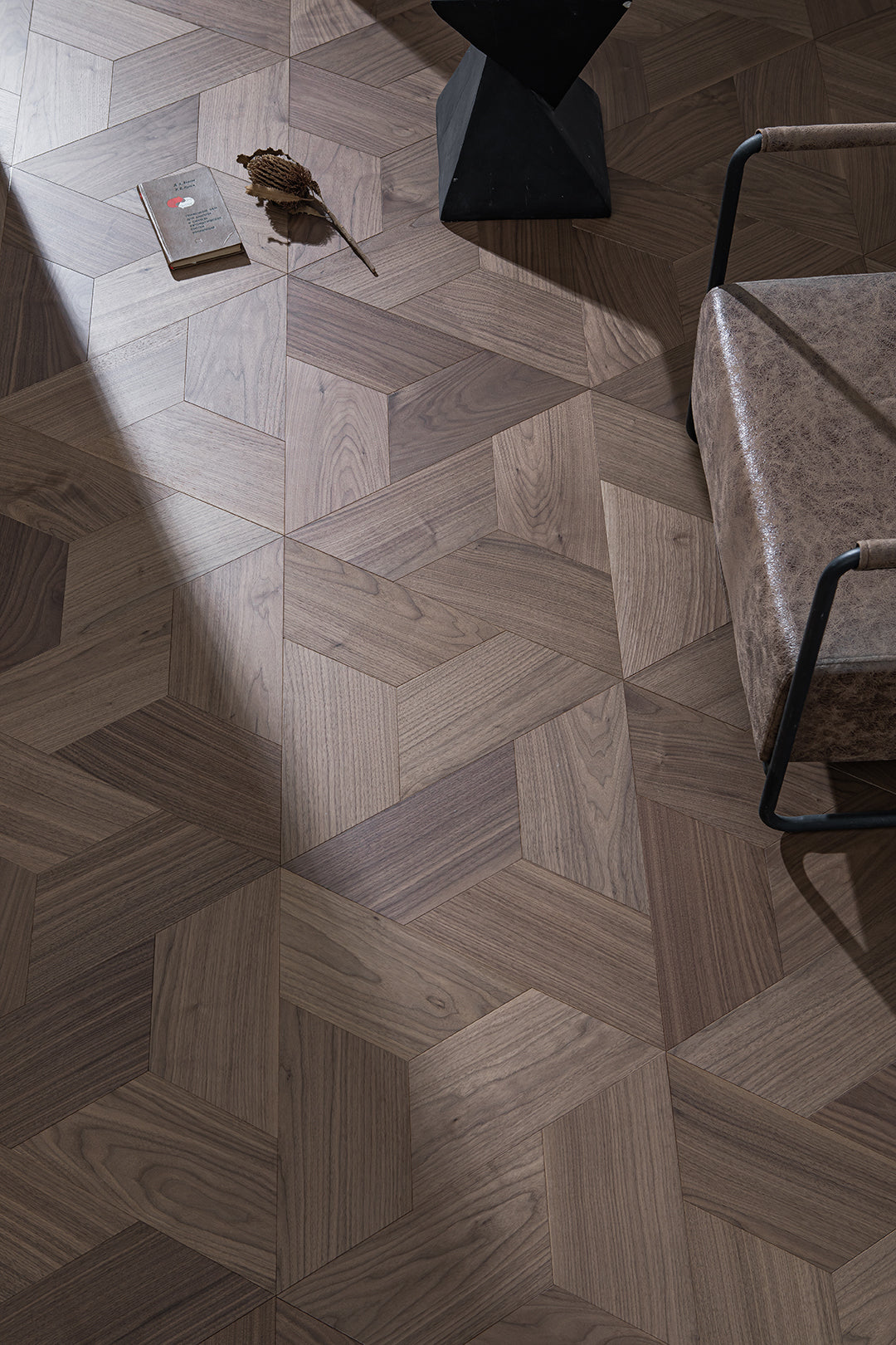 YXPH152  Black Walnut Sharp Geometric Lattice Parquet Flooring | Diamond Series