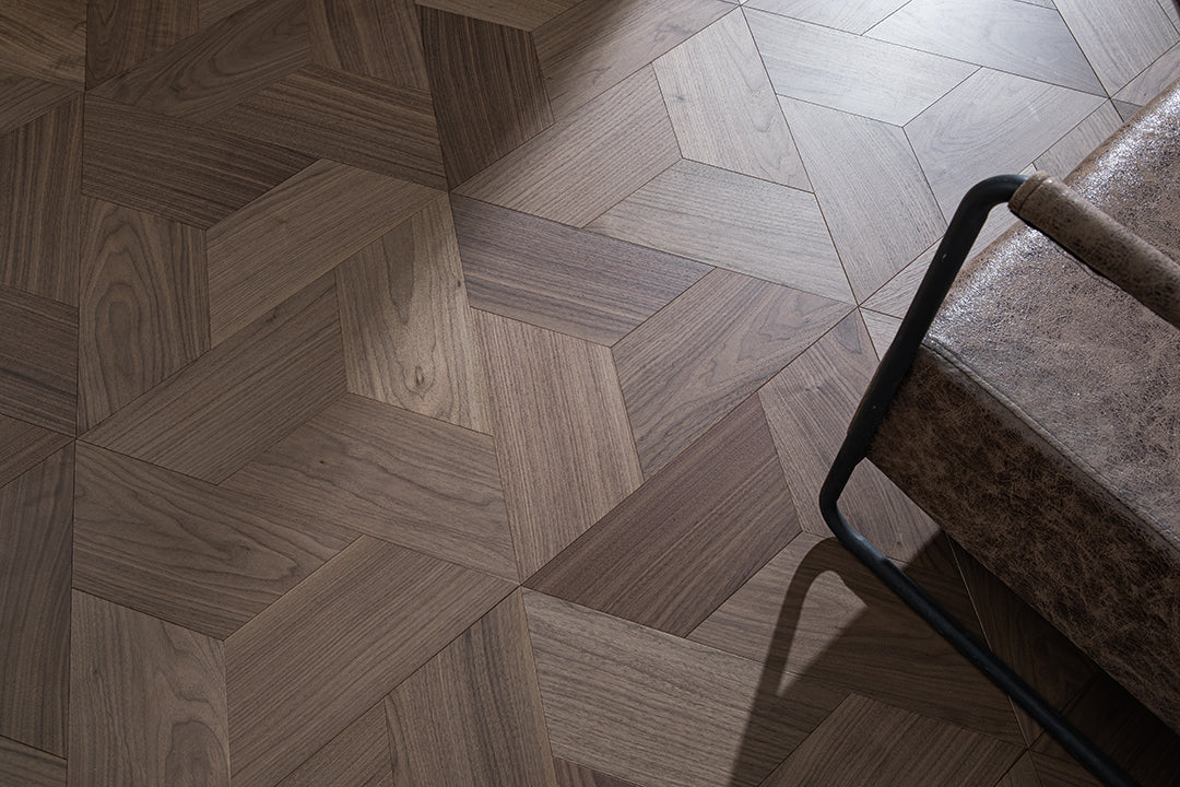 YXPH152  Black Walnut Sharp Geometric Lattice Parquet Flooring | Diamond Series