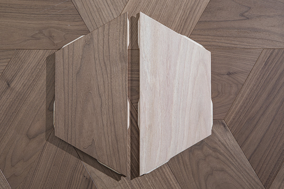 YXPH116 Black Walnut Asymmetric Polygon Parquet Flooring | Fragmented Jade Series
