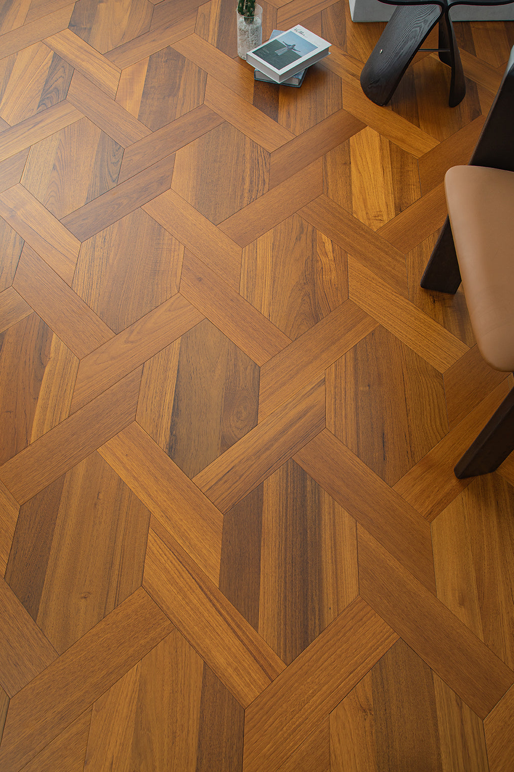 YXPY520  Teak Interlaced Knot-Weave Luxury Parquet Flooring | Chinese Knot Series