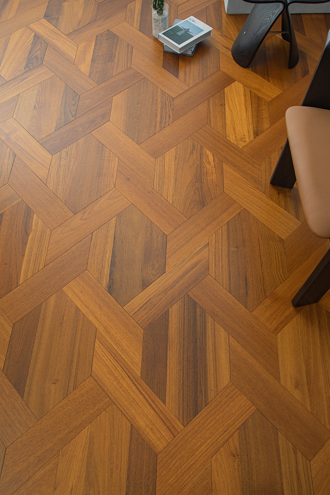 YXPY520  Teak Interlaced Knot-Weave Luxury Parquet Flooring | Chinese Knot Series