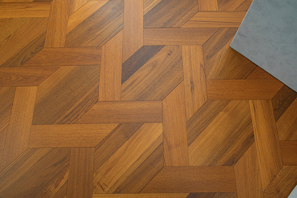 YXPY520  Teak Interlaced Knot-Weave Luxury Parquet Flooring | Chinese Knot Series
