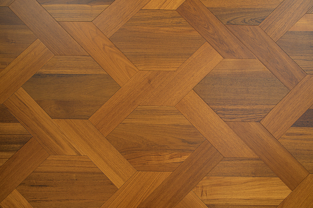 YXPY520  Teak Interlaced Knot-Weave Luxury Parquet Flooring | Chinese Knot Series