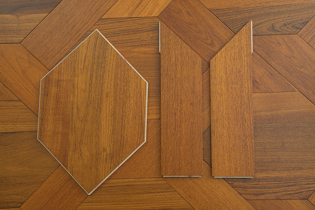 YXPY520  Teak Interlaced Knot-Weave Luxury Parquet Flooring | Chinese Knot Series