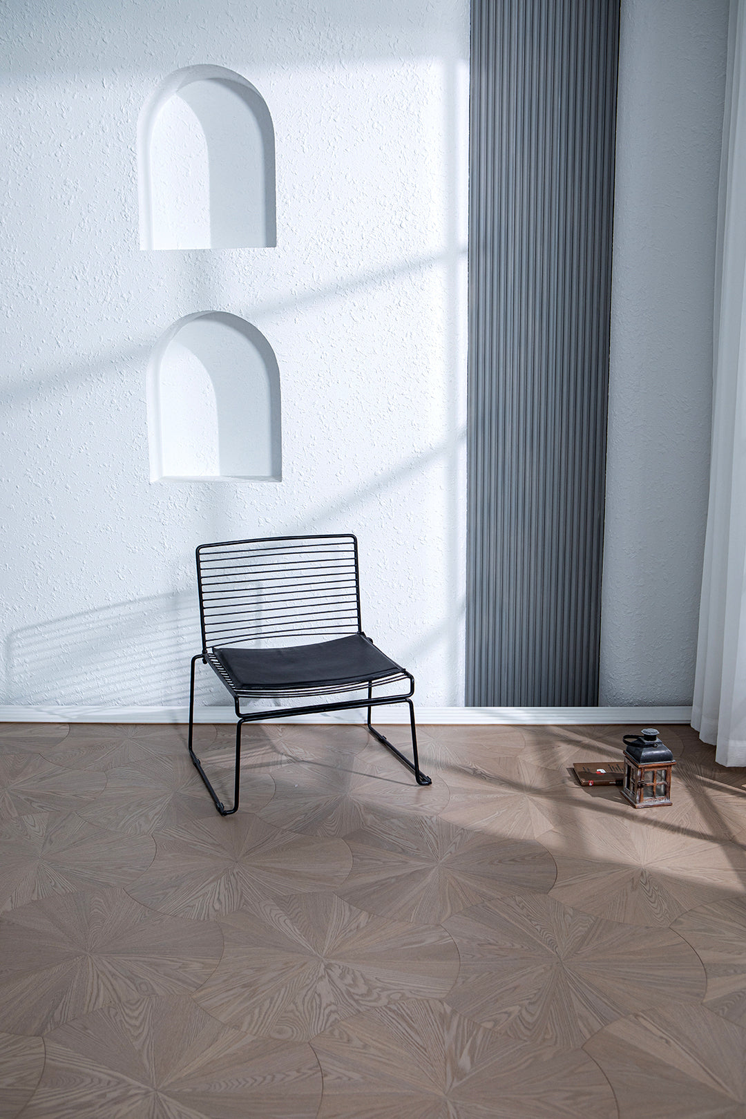 YXPS201 European Oak Circular Radial Pattern Parquet Flooring | Lotus Leaf Series