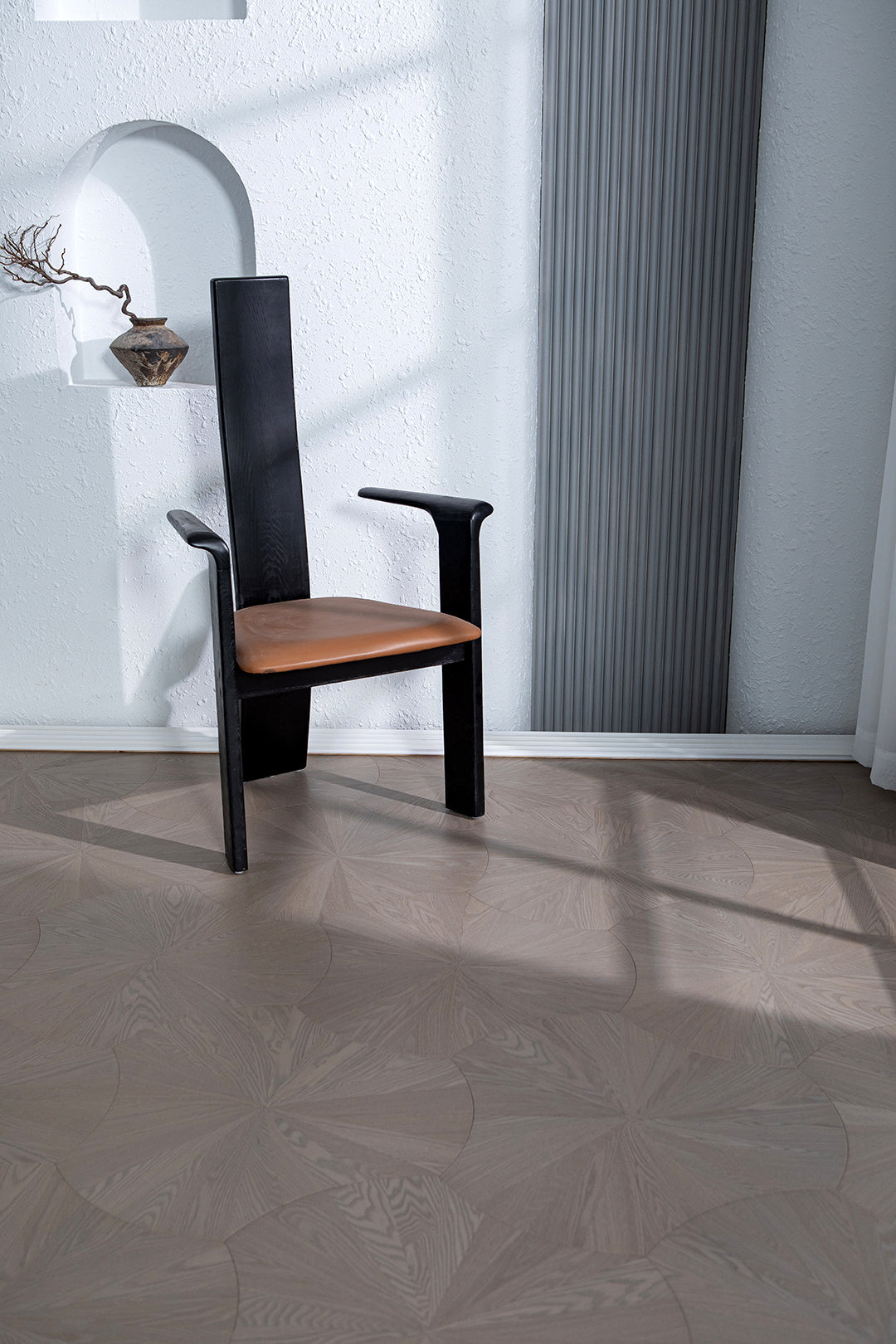 YXPS202 European Oak Circular Radial Pattern Parquet Flooring | Lotus Leaf Series