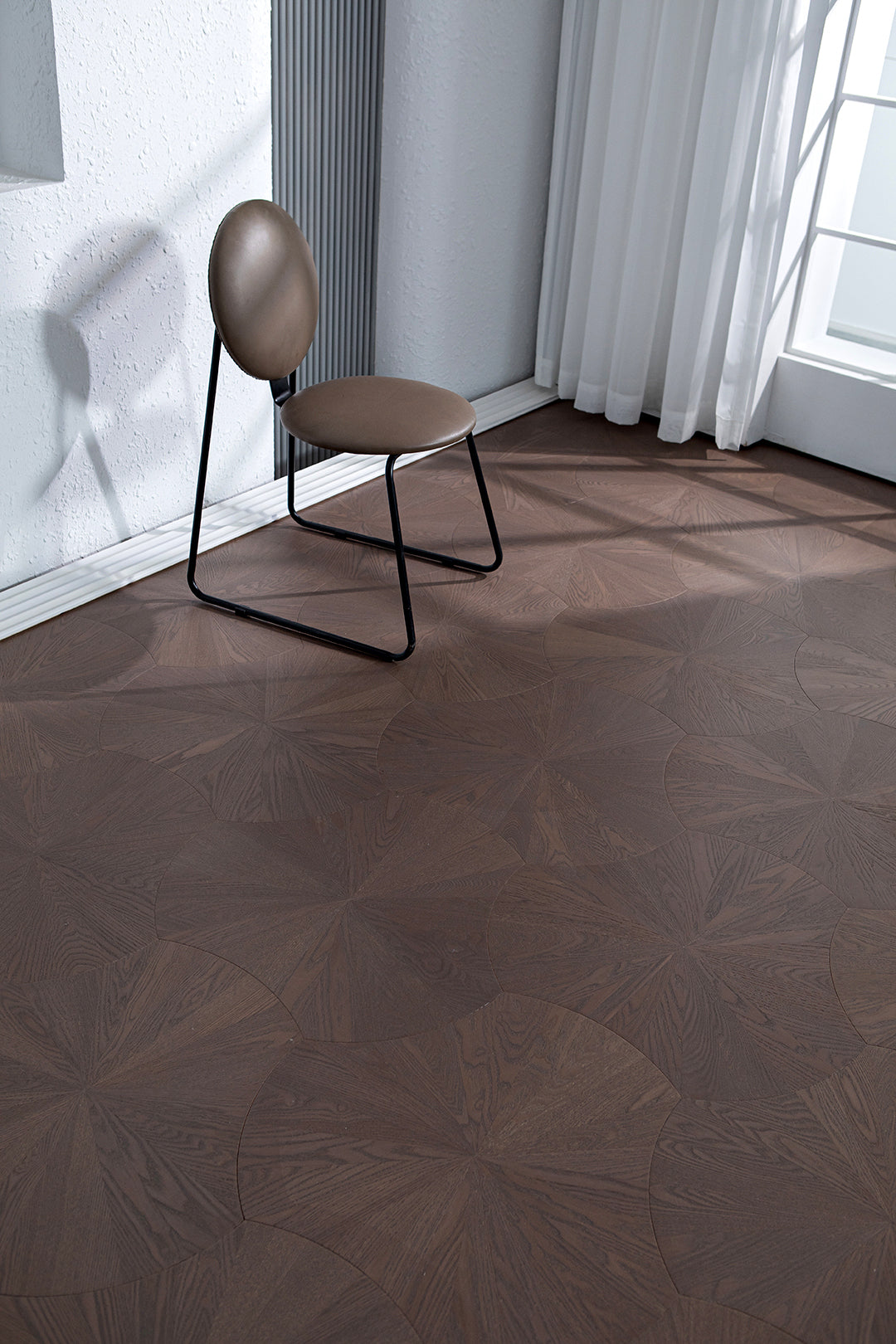 YXPS203 European Oak Circular Radial Pattern Parquet Flooring | Lotus Leaf Series