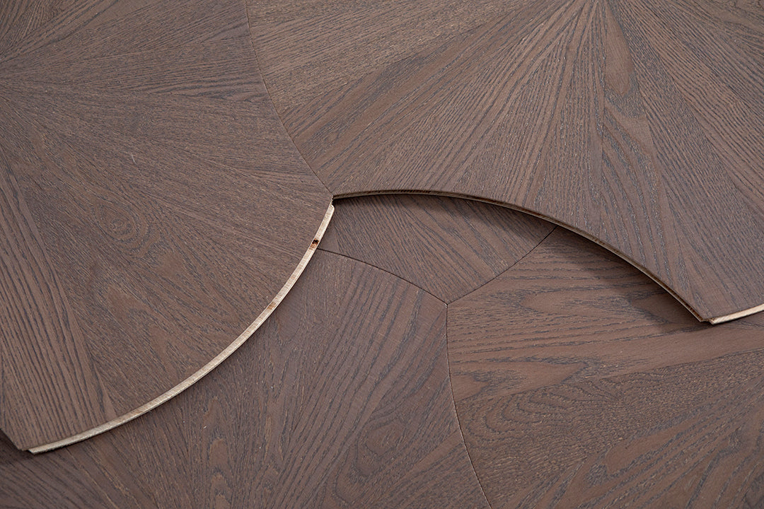 YXPS203 European Oak Circular Radial Pattern Parquet Flooring | Lotus Leaf Series