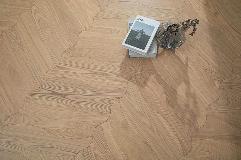 YXPS205 European Oak Soft Ripple Flowing Parquet Flooring | Wave Series