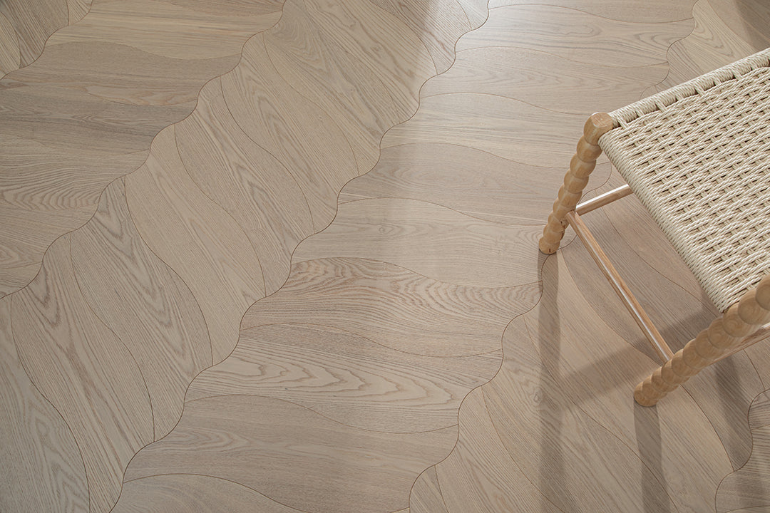 YXPS206 European Oak Soft Ripple Flowing Parquet Flooring | Wave Series