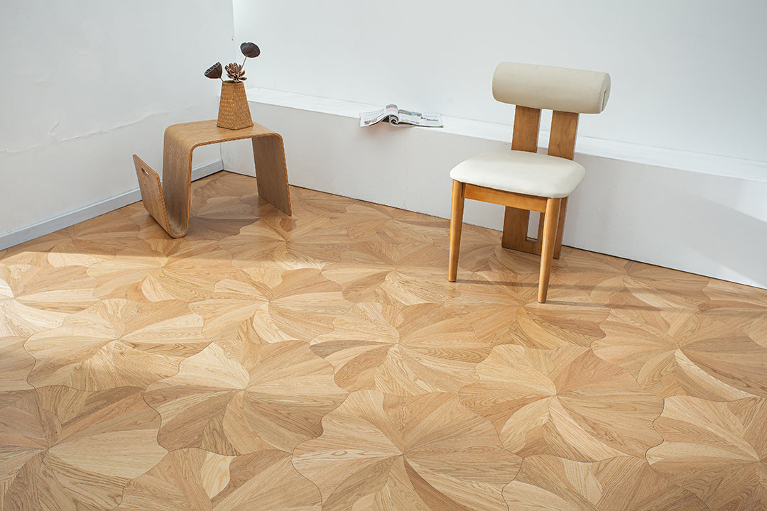 YXP380 Oak Full-Bloom Floral Marquetry Parquet Flooring | Peony Series