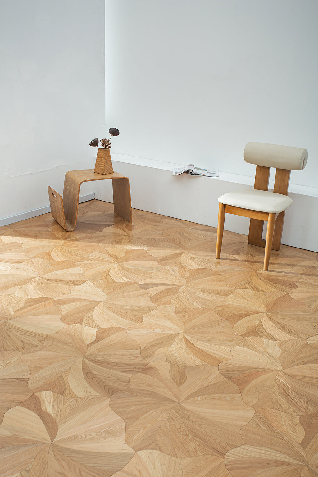 YXP380 Oak Full-Bloom Floral Marquetry Parquet Flooring | Peony Series