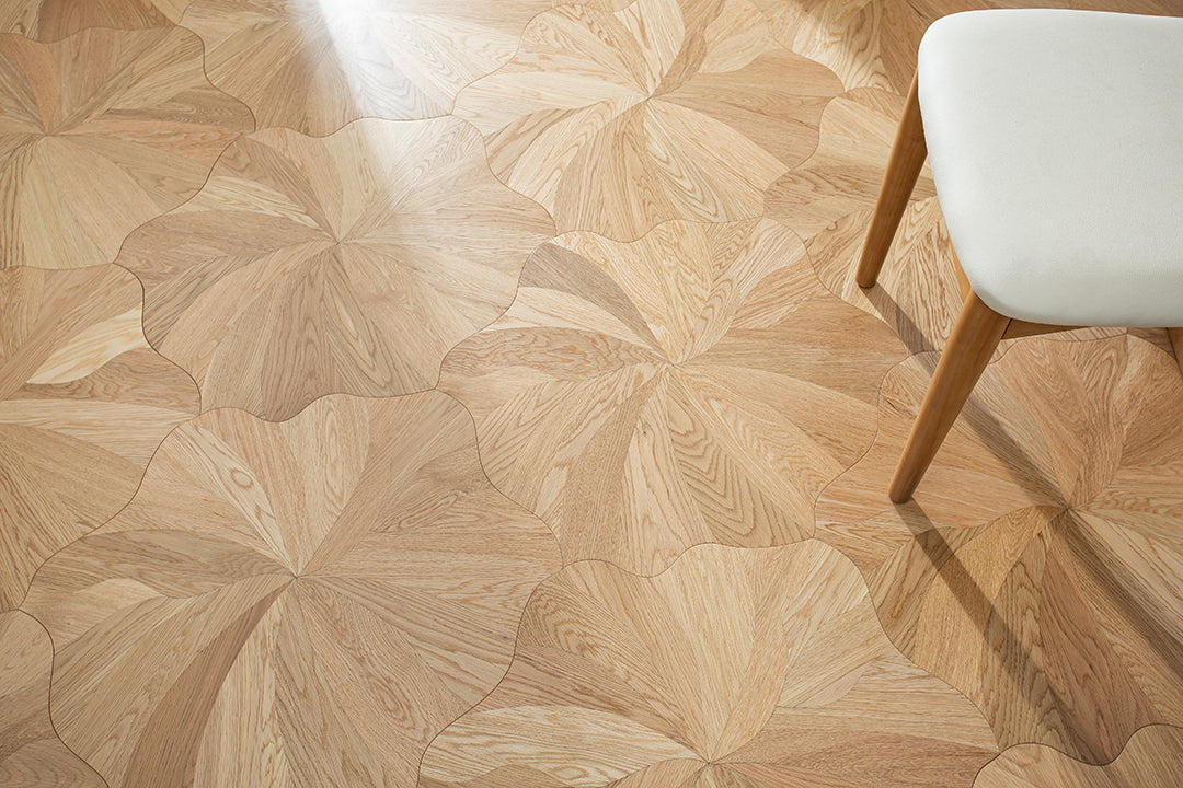 YXP380 Oak Full-Bloom Floral Marquetry Parquet Flooring | Peony Series