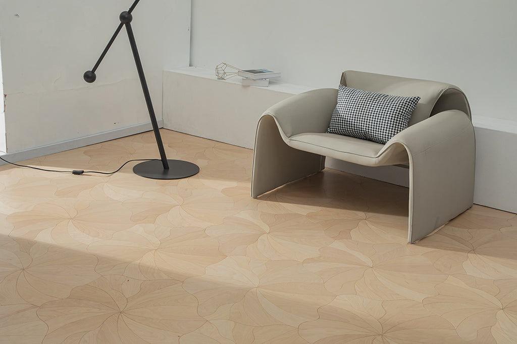 YXP383 White Birch Blooming Petal Parquet Flooring | Peony Series
