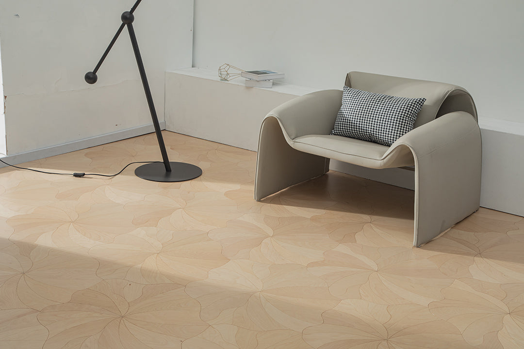 YXP383 White Birch Blooming Petal Parquet Flooring | Peony Series