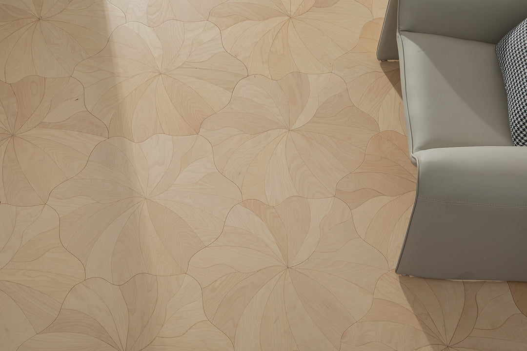 YXP383 White Birch Blooming Petal Parquet Flooring | Peony Series
