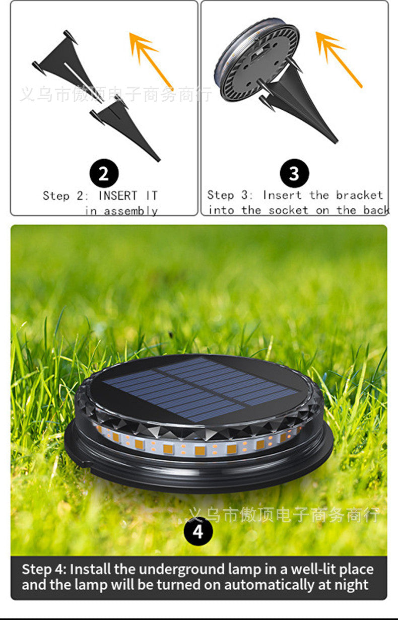 Outdoor Buried Light Waterproof Solar Garden Yard Ground Light Landscape Light Lawn Ground Light LED Wall Lamp