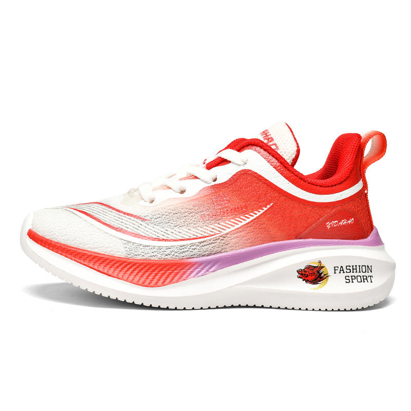 Children's Running Shoes Spring Summer Boys and Girls Shoes Flyknit Lightweight Breathable Elementary School Students Racing Sports Shoes for Young Children