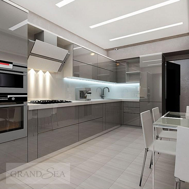 Free Design China Made Ready to Assemble Modular Kitchen Cabinet Furniture Modern Black Kitchen Cabinets Wooden