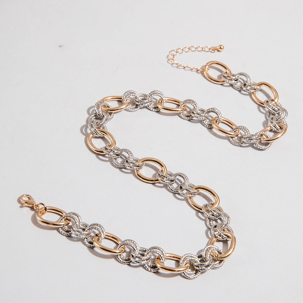 European and American Ornament Fashion Hip-Hop Short Thick Chain Geometric Necklace Metal Exaggerated Necklace