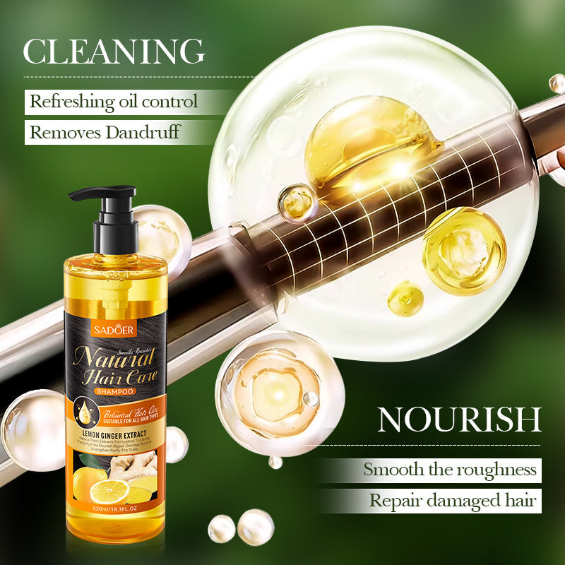 Lemon Ginger Shampoo520ml SADOER Smooth Nourishing Cleansing Shampoo Cross-Border Wholesale