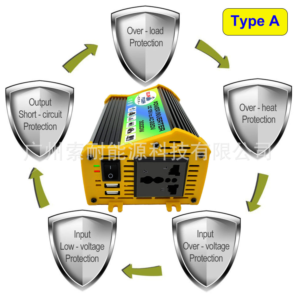 Car Converter Car Small Appliance Inverter300W Dc12V Transfer Communication110V/220V Double USB Mouth