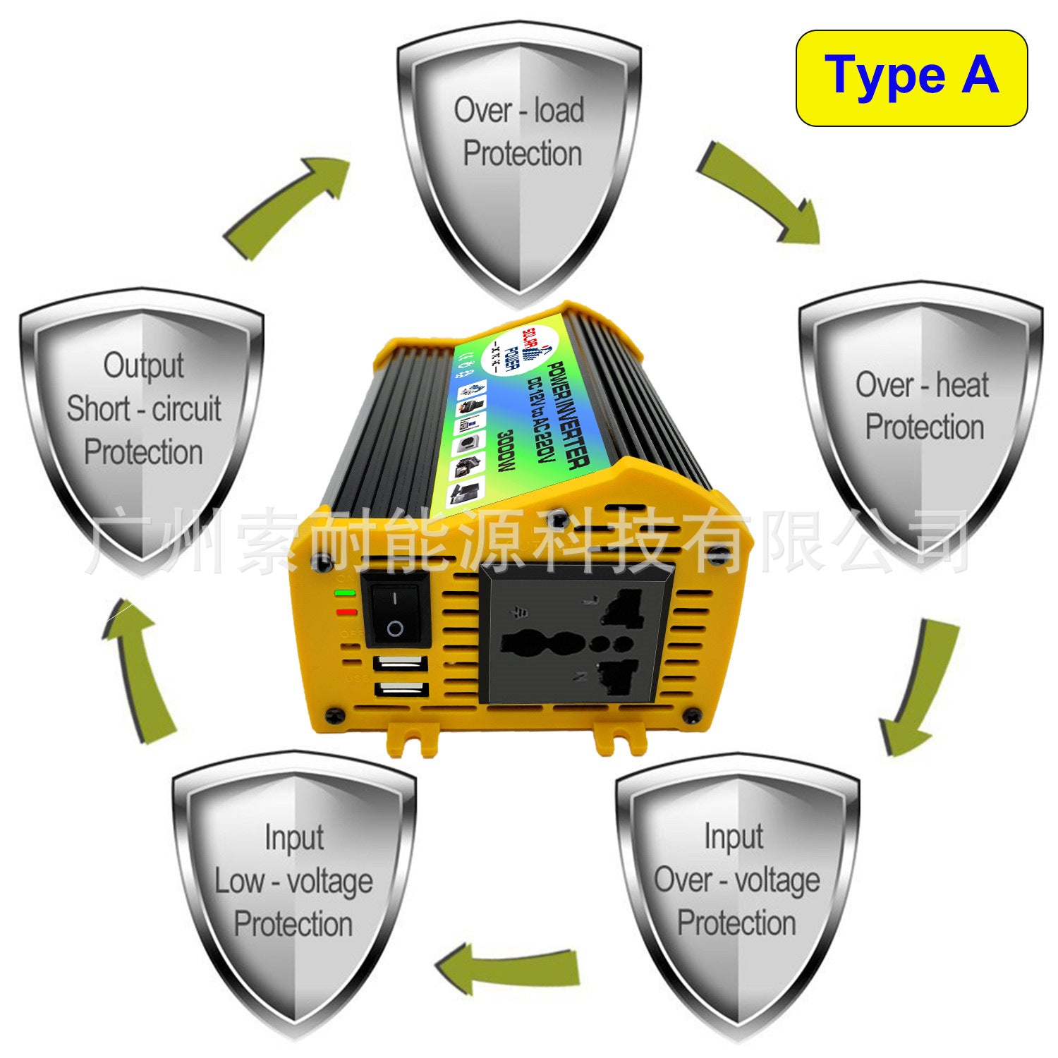 Car Converter Car Small Appliance Inverter300W Dc12V Transfer Communication110V/220V Double USB Mouth