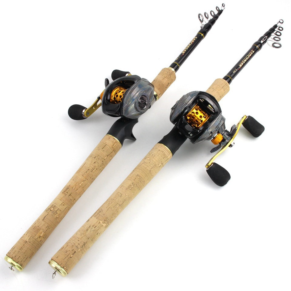 A Fishing Gear Gun Handle Retractable Lure Water Drop Reel Combo Ultra-light Ultra-short Fishing Rod Wooden Handle Rod