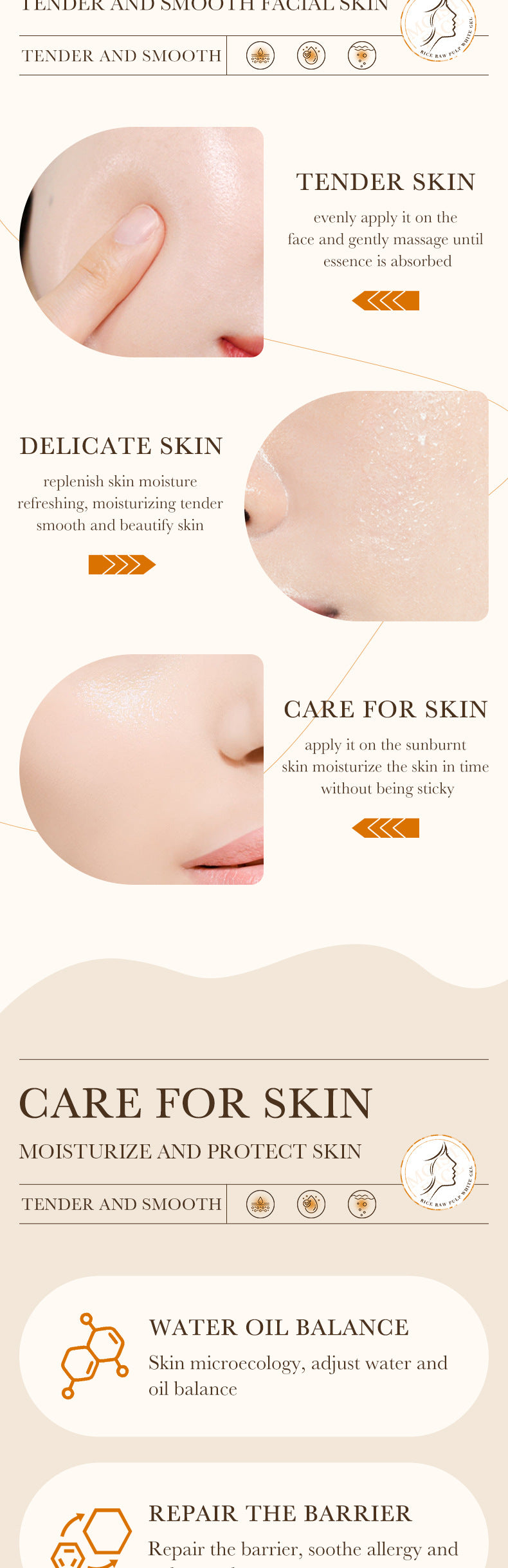 Full English Rice Skincare Set BIOAOUA Rice Puree Series Six-Piece Set Box  Wholesale