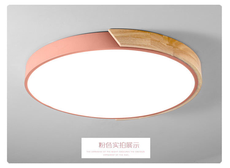 Macaron Solid Wood Ceiling Light led Bedroom Lamp Round Nordic Iron Art Room Lamp Creative Living Room Lamp for Home Use