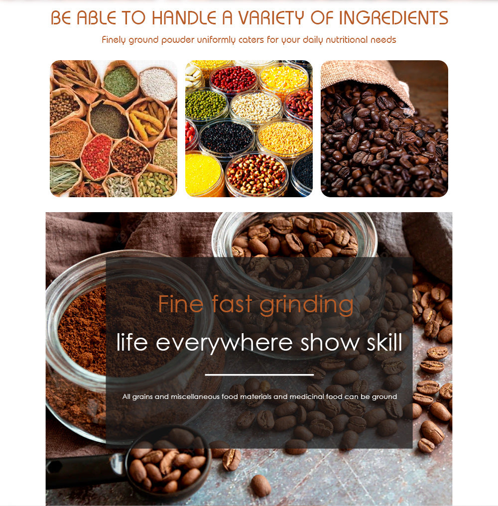 Electric Bean Grinder Dry Grinder Lightweight Household Grinding Cup Portable Coffee Bean Grinder