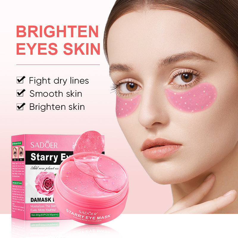 Boquan Ya Peach Eye Mask Box Set Starry Sky Bamboo Charcoal Rose Moisturizing Improves Dark Circles Export Manufacturer Wholesale
