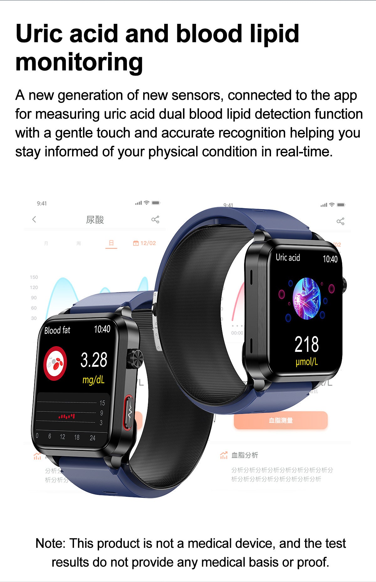 New S11Air Pump Type Precision Blood Pressure Smart Health Watch ECG Uric Acid Blood Lipid Monitoring Smart Watch