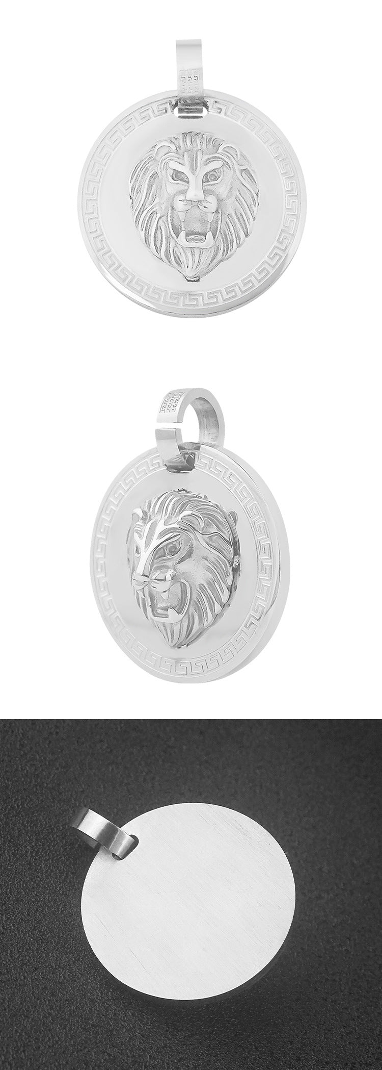 New Stainless Steel 3D Relief Lion Head Pendant European and American Hip Hop Personality Trendy Brand Titanium Steel Necklace Wholesale