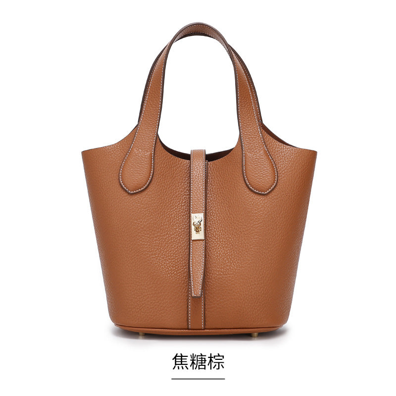 Fashionable Women's Basket Bucket Bag, Single Shoulder Underarm Mommy Versatile Handbag, Bride Wedding Bag