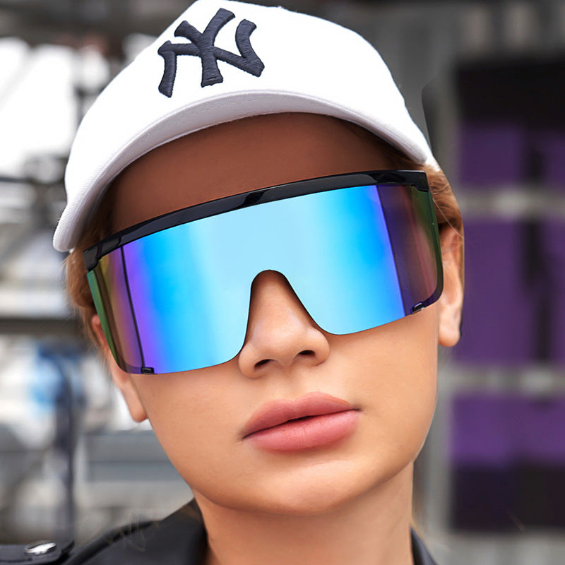 Colorful Cycling Sports Sunglasses for Men17183One-piece Windproof Frame Sunglasses for Men Trendy Sun Protection Glasses