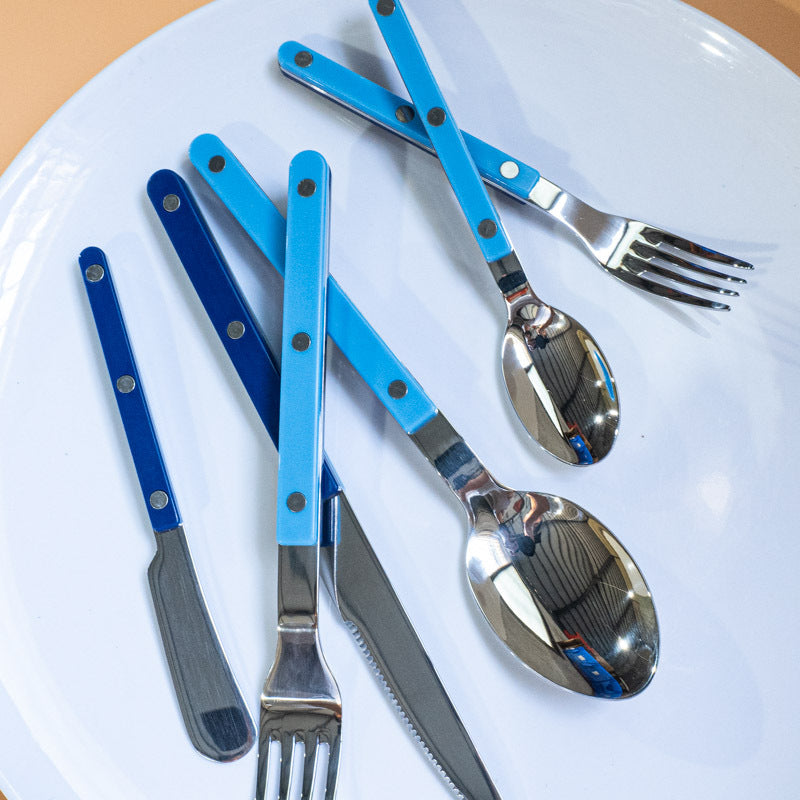 Color-Block Clip Handle Nail Dinnerware304Stainless Steel Tableware ins Nordic Style Spoon High Aesthetic6Set of Western Cutlery
