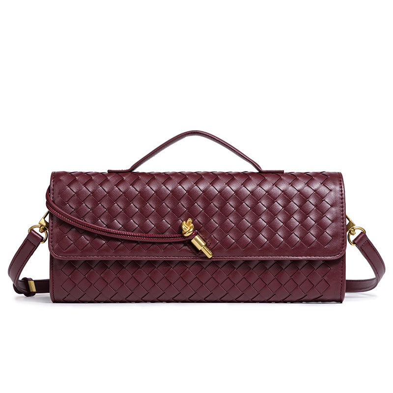 European and American Niche Woven Single Shoulder Baguette Bag Fashion Horizontal Clutch Bag Organ Lady Crossbody Bag Long Bag