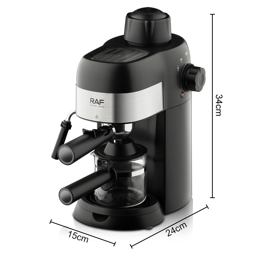 RAF European Standard Italian Coffee Machine for Home Use, Small Semi-Automatic High-Pressure Steam Milk Frother for Office