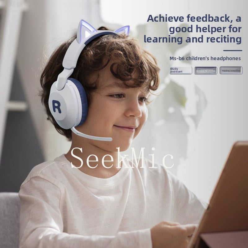 Cat Ear Headband Bluetooth Wireless Headphones with Mic Cute Long Battery Life Adorable Design Cute Cat