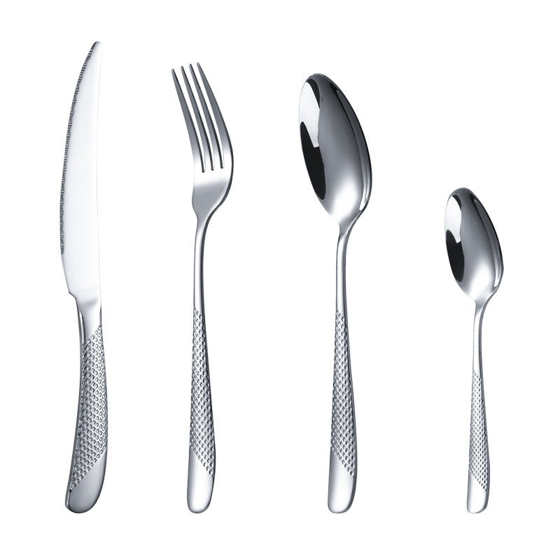 Stainless Steel Western Cutlery Star Diamond Knife Fork Spoon24Western-style Steak Knife, Fork, and Spoon Gift Set