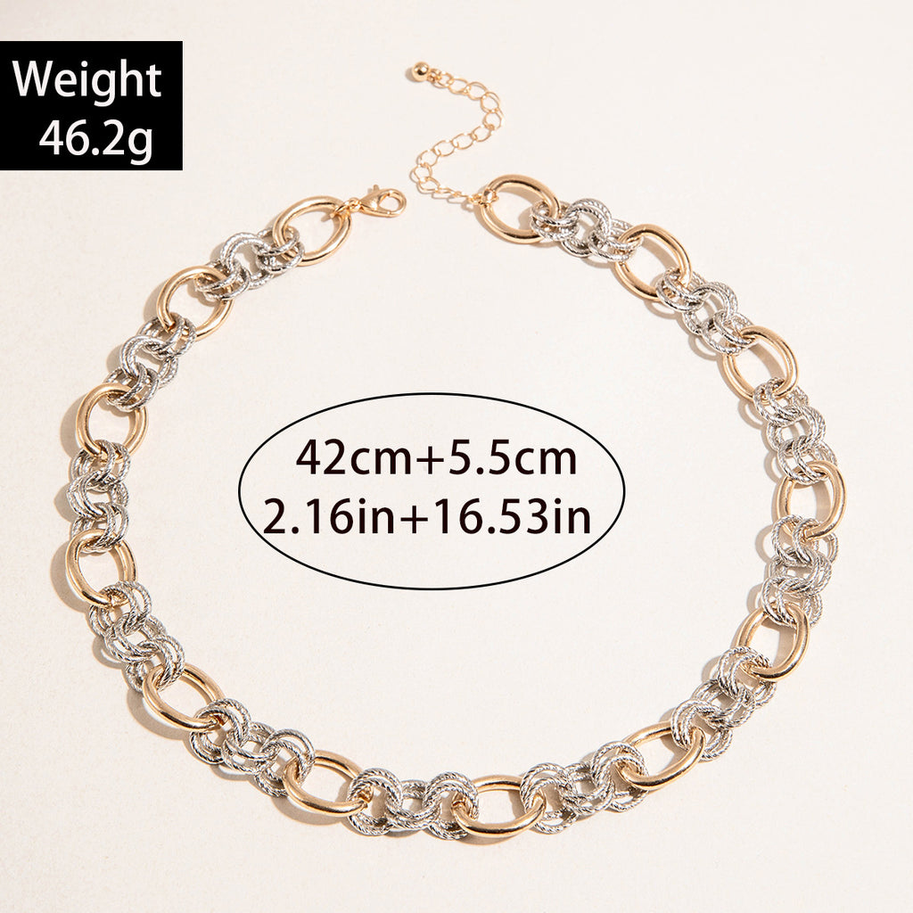 European and American Ornament Fashion Hip-Hop Short Thick Chain Geometric Necklace Metal Exaggerated Necklace