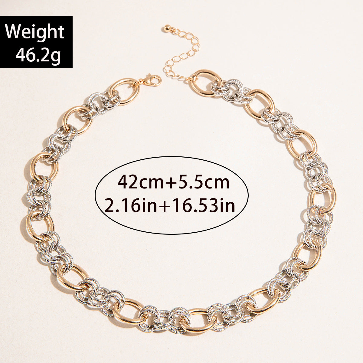 European and American Ornament Fashion Hip-Hop Short Thick Chain Geometric Necklace Metal Exaggerated Necklace