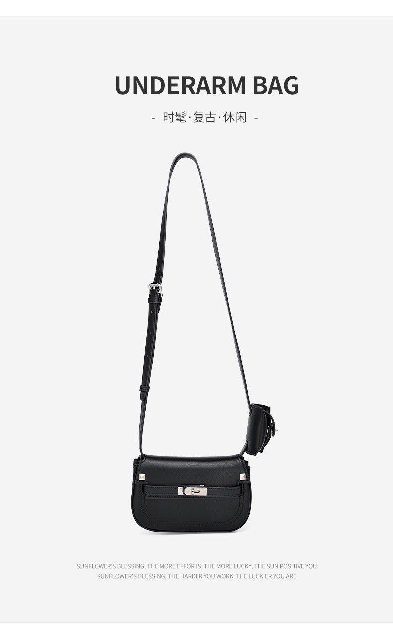 European and American Style Casual Women's Small Crossbody Bag2025New Fashionable Lightweight Single Shoulder Crossbody Bag with Buckle Genuine Leather Kelly Bag