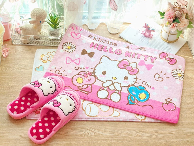 Flannel Mat Cartoon Kitty Bathroom Water Absorption Non-Slip Door Mat Pudding Dog Bathroom Mat Labeling and Dropshipping